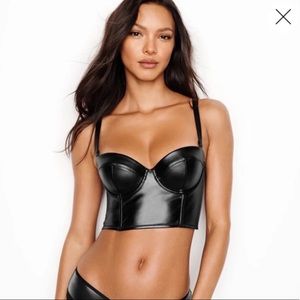 Longline Lightly Lined Leather Bra